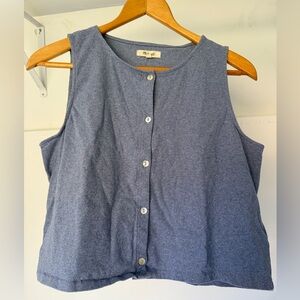 Madewell Blue Sleeveless Button-Down Shirt